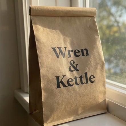 Custom coffee bags in use