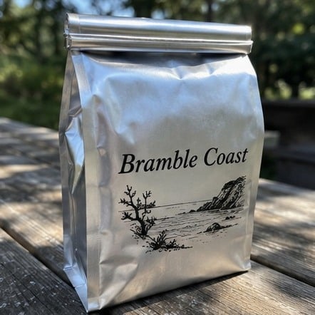 Custom coffee bags in use