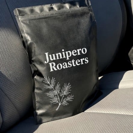 Custom coffee bags in use