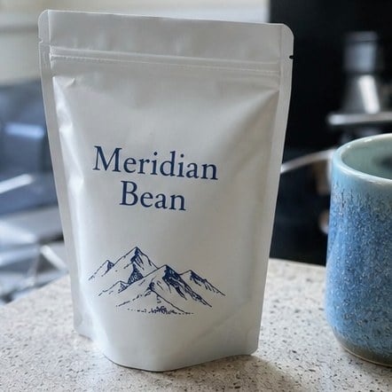 Custom coffee bags in use