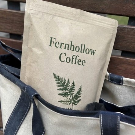 Custom coffee bags in use